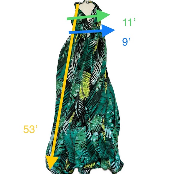 🎉6/$26🎉SHEIN Tropical Print Criss Cross Back Split Thigh Cami Dress - Picture 2 of 4